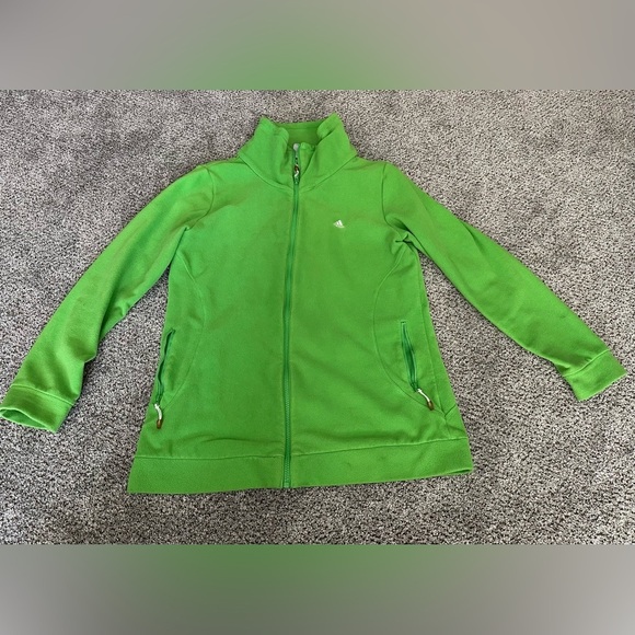 ADIDAS Size XL Bright Green Cozy Fleece Zip Up Jacket - Picture 2 of 9